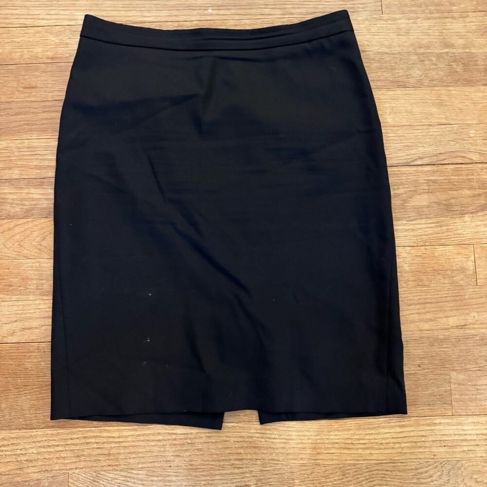 J. Crew 100% wool black knee length pencil skirt size 4 b67